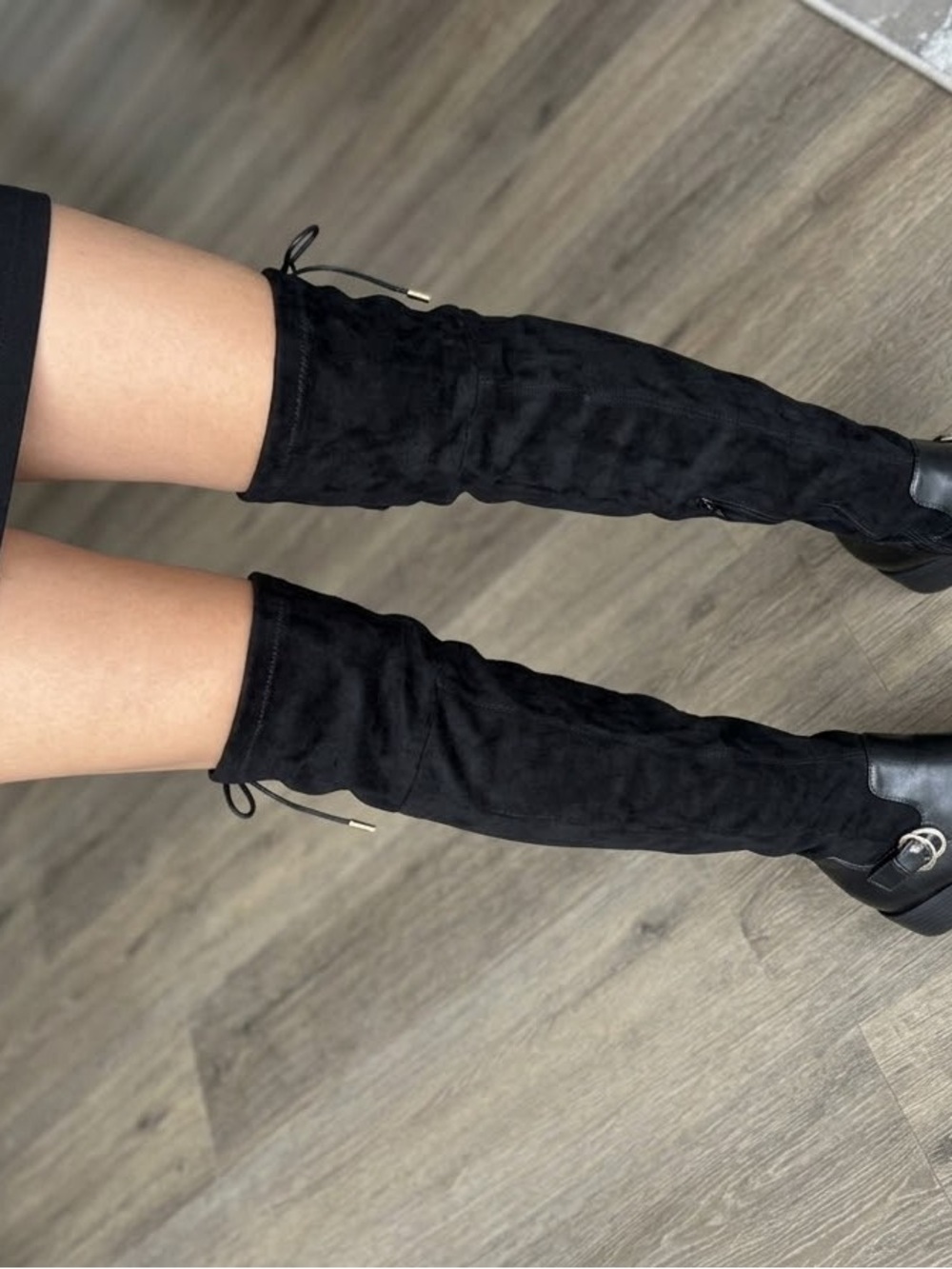 Shoe Dazzle Black Over-the-Knee Suede-Look Boots NWOT size 8